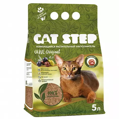 Наполнитель для кошек CAT STEP Olive Original комкующийся, растительный