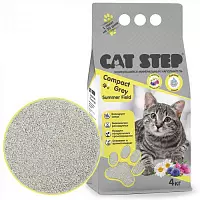 Наполнитель для кошек CAT STEP Compact Grey Summer Field комкующийся, минеральный