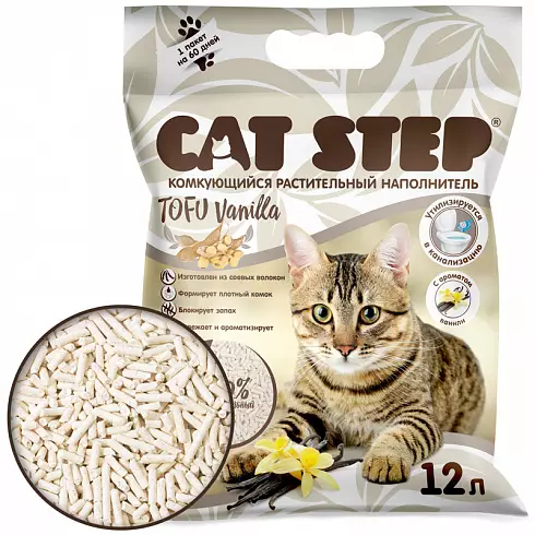 Комкующийся растительный наполнитель CAT STEP Tofu Vanilla