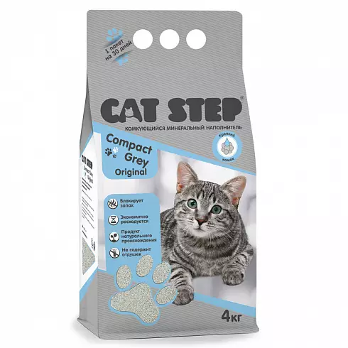 Наполнитель для кошек CAT STEP Compact Grey Original комкующийся, минеральный